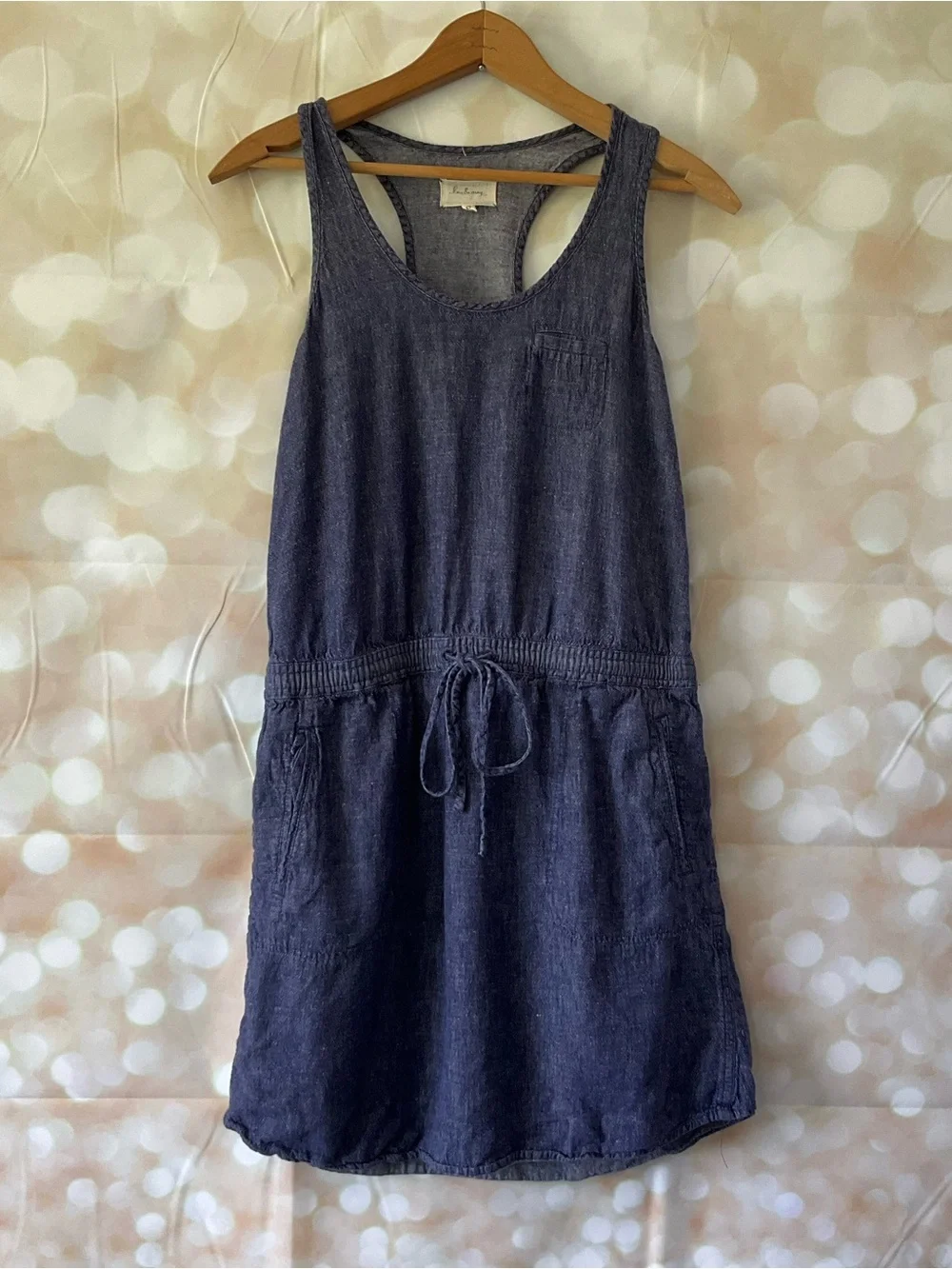 Lou & Grey Blue Sleeveless Chambray Linen Dress